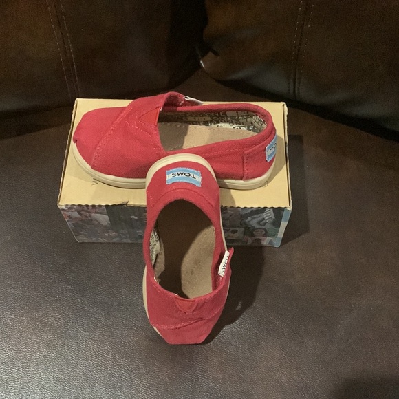 Red Classic TOMS Canvas Slip-Ons - Picture 6 of 7